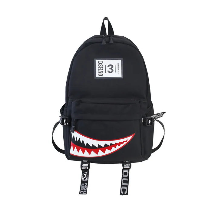 Designer shark mouth school backpacks college student girl boys waterproof