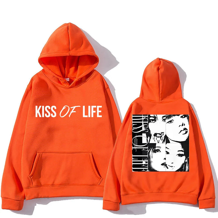 Kiss of Life Midas Touch Double-sided Printing Hooded Hip Hop Fleece Sweatshirt