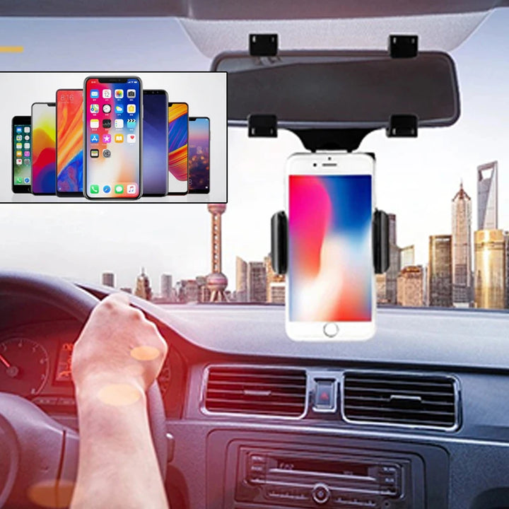 360° Car Mirror Telescopic Smart Phone Holder Mount Mobile Support