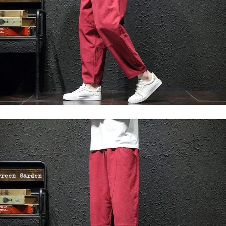 100% Cotton Ankle Length Pants Summer Casual Pants Man Trendy