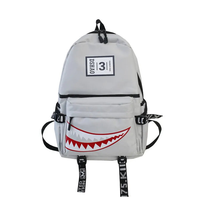 Designer shark mouth school backpacks college student girl boys waterproof