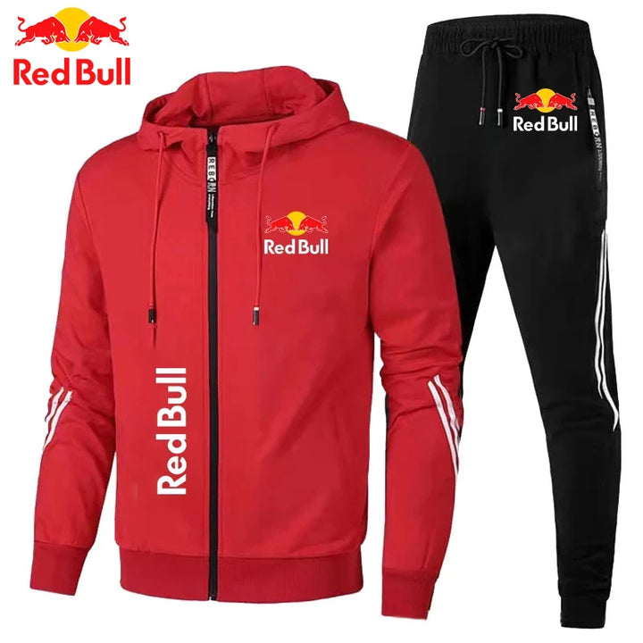 2025Red Bull Logo Men's Hoodie Set 2-piece New Red Bull Printed Jacket Men's