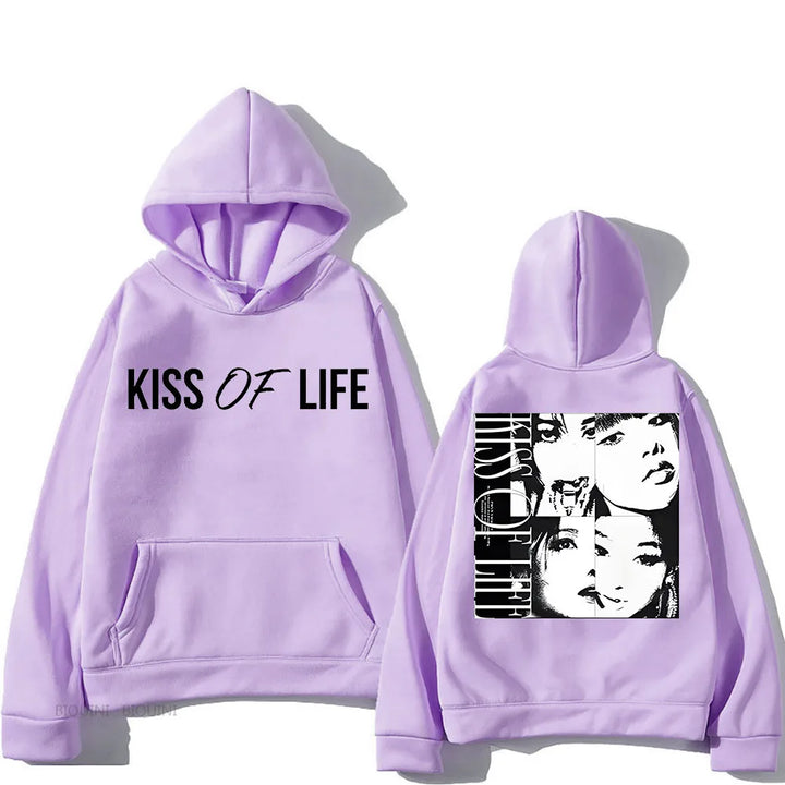 Kiss of Life Midas Touch Double-sided Printing Hooded Hip Hop Fleece Sweatshirt