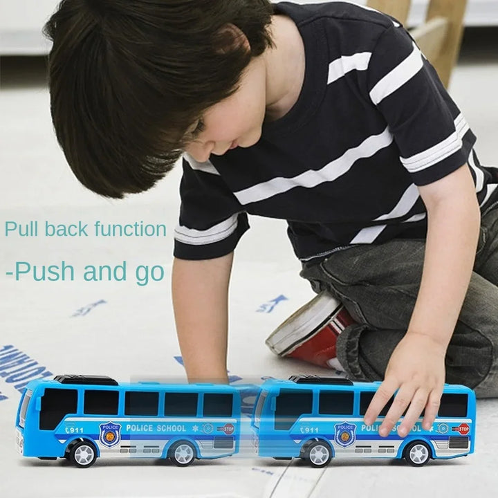 2Pcs Mini Bus Model Toy Pull Back