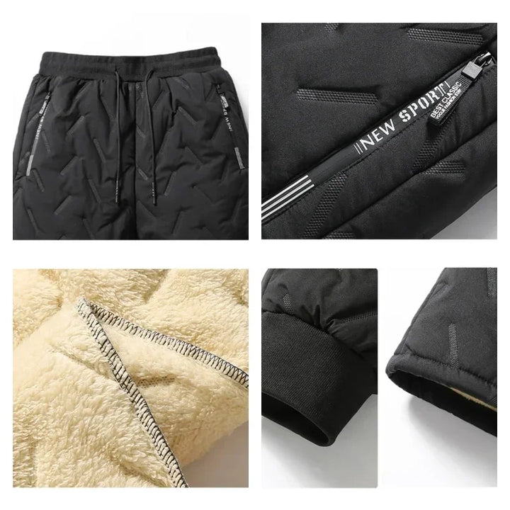 UETEEY Winter Fleece Pants Men Lambswool Thicken Warm Waterproof