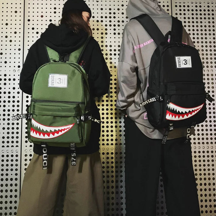 Designer shark mouth school backpacks college student girl boys waterproof