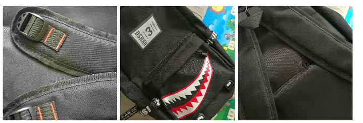 Designer shark mouth school backpacks college student girl boys waterproof