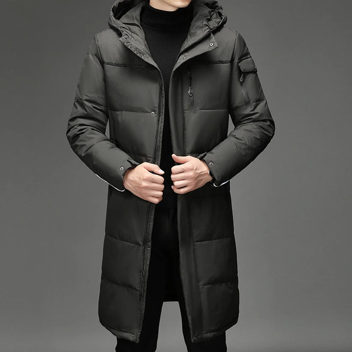 Winter Large Collar Men's Parka Down Jacket 2025 Men's Mid Length