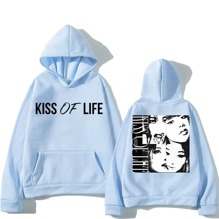 Kiss of Life Midas Touch Double-sided Printing Hooded Hip Hop Fleece Sweatshirt