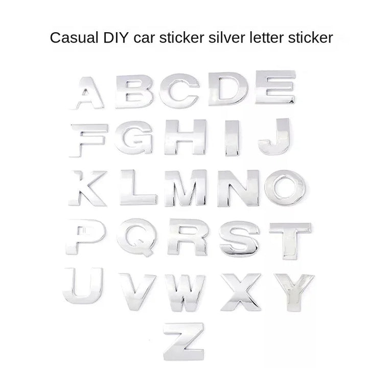 1Pcs 25mm Car Number Letters Decoration Chrome Stickers 3d Metal Alloy