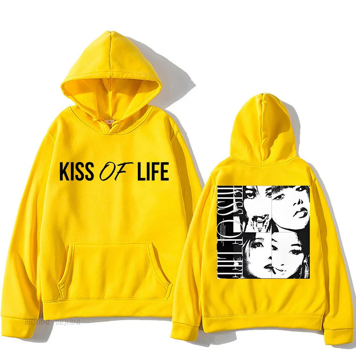 Kiss of Life Midas Touch Double-sided Printing Hooded Hip Hop Fleece Sweatshirt