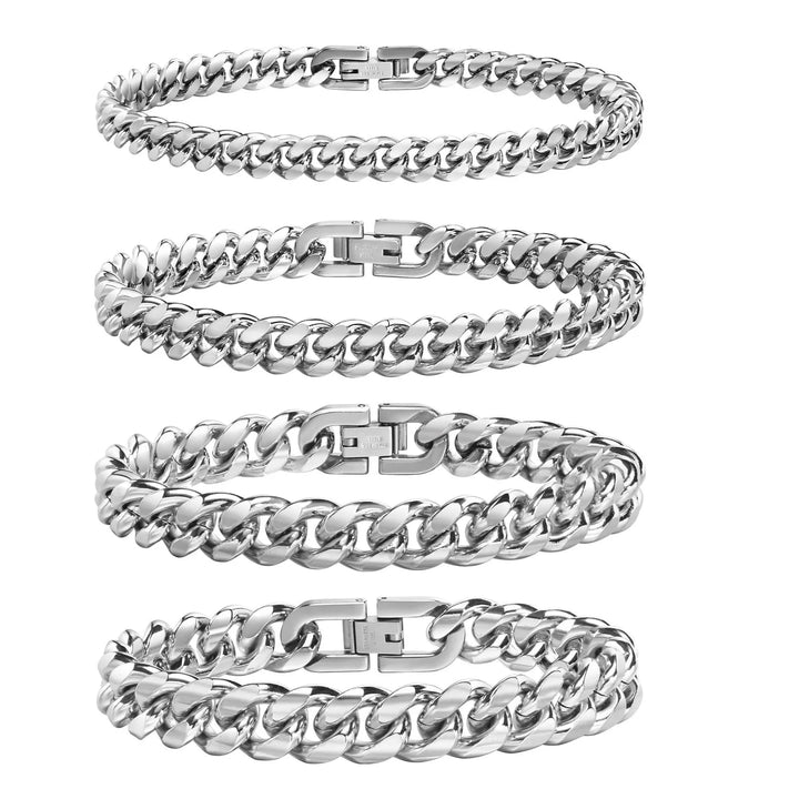 Vnox Cuban Chain Bracelets for Men Women, Solid Stainless Steel Curb