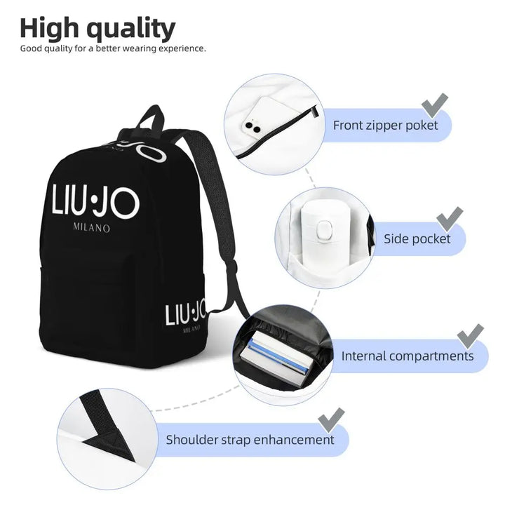 Liu Jo Backpack for Men Women Fashion High School Work Daypack Luxury