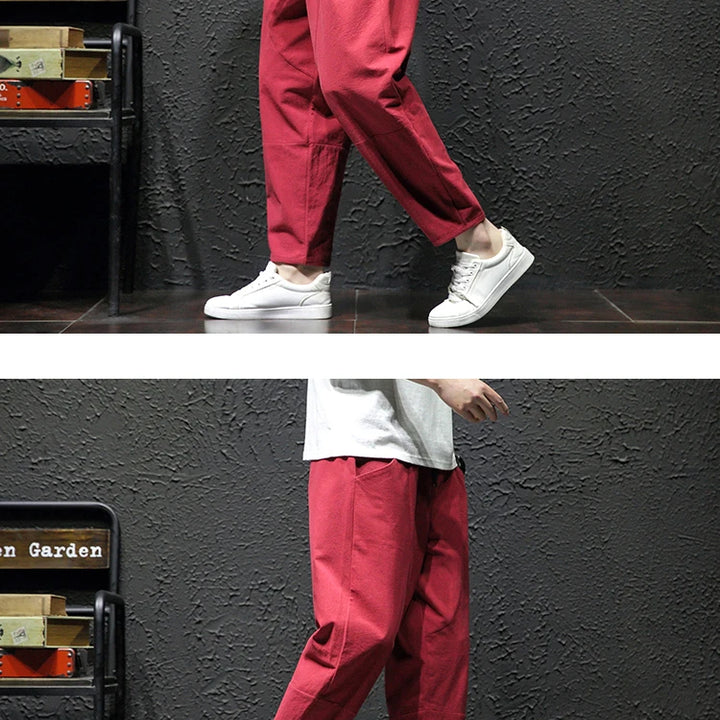 100% Cotton Ankle Length Pants Summer Casual Pants Man Trendy