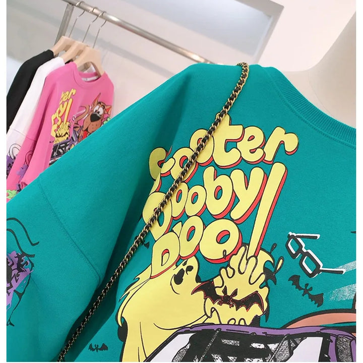 Letter Printing Sweatshirt Women High Street Cartoon Puppy Car Clothes