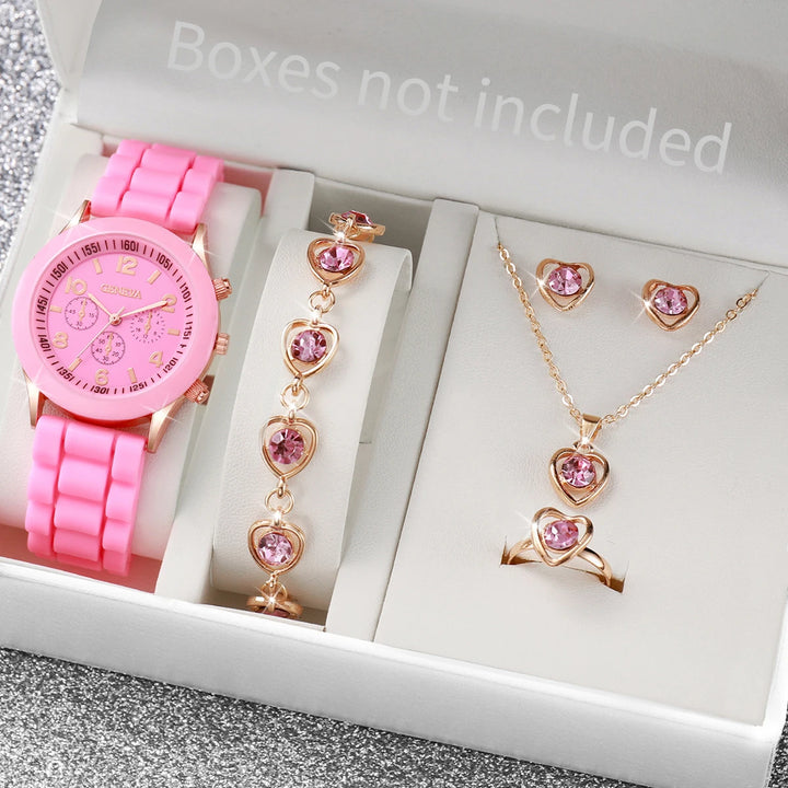 5/6PCS Women Watches Fashion Silicone Band Women