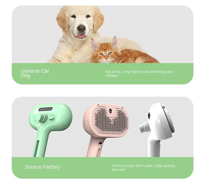 3-in-1 Electric Dog and Cat Hair Brush fo straightening and Comforting Pet Hair.