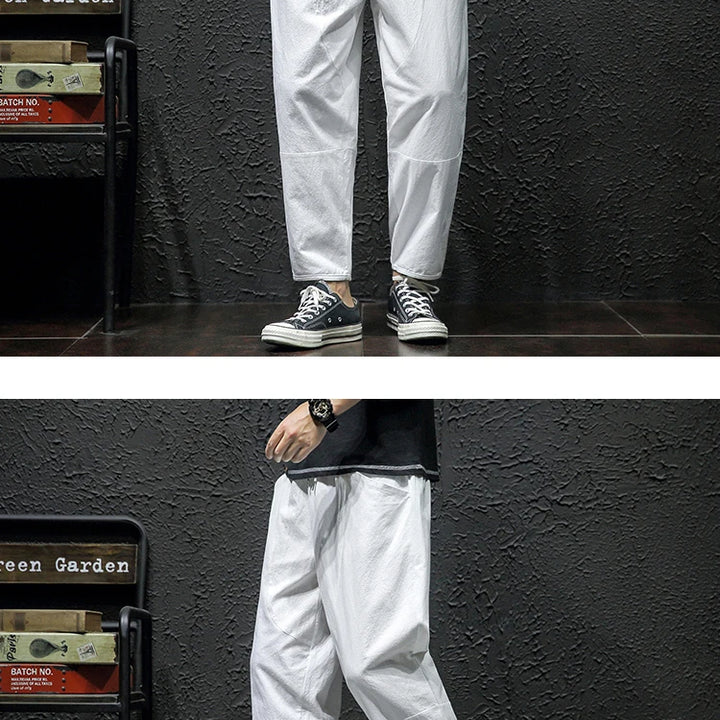 100% Cotton Ankle Length Pants Summer Casual Pants Man Trendy