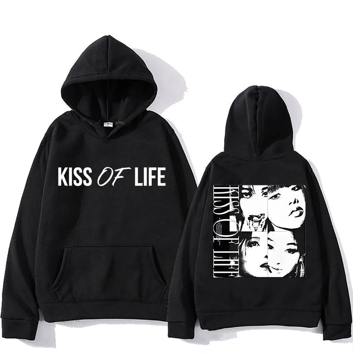 Kiss of Life Midas Touch Double-sided Printing Hooded Hip Hop Fleece Sweatshirt