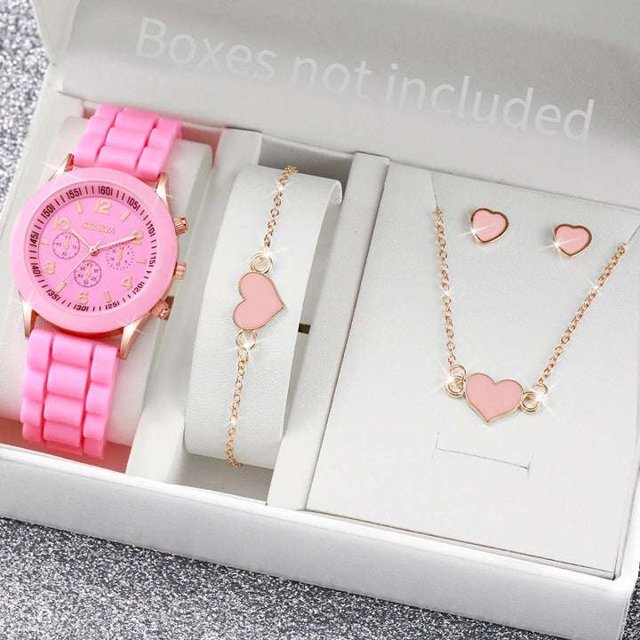 5/6PCS Women Watches Fashion Silicone Band Women