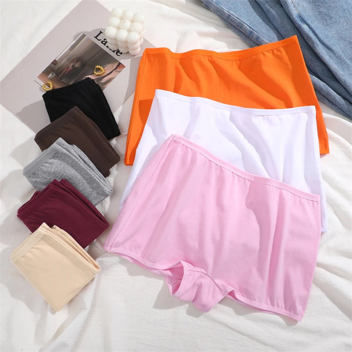 New Women's Panties Cotton Seamless Sports Boxers Underwear Female Solid Color