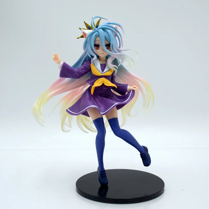 Game No Life Anime Girl Figure Shiro Cat Ear School Uniform