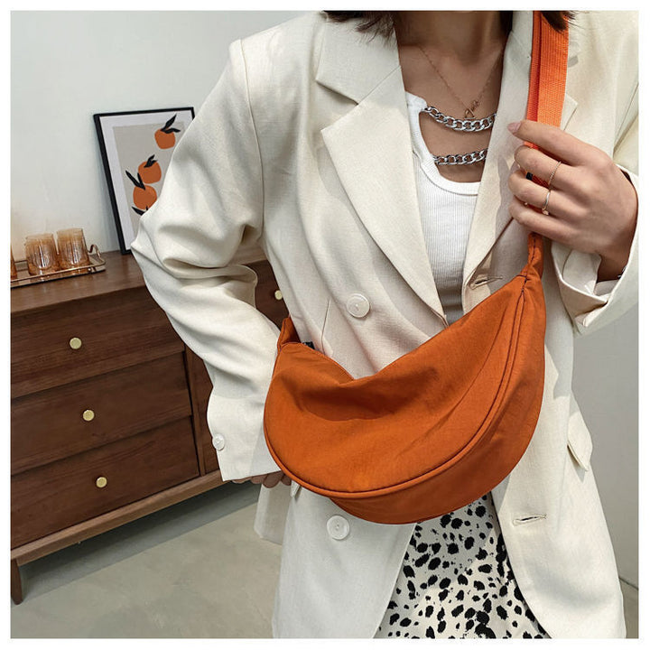 Women Shoulder Bags Solid Color Nylon Dumpling Messenger Bag 2025