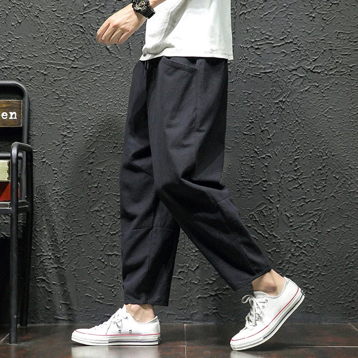 100% Cotton Ankle Length Pants Summer Casual Pants Man Trendy