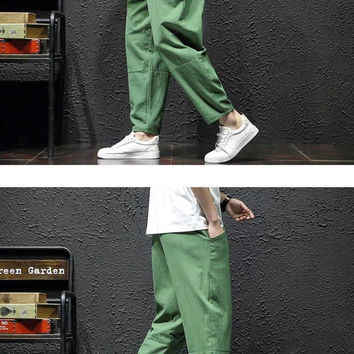 100% Cotton Ankle Length Pants Summer Casual Pants Man Trendy