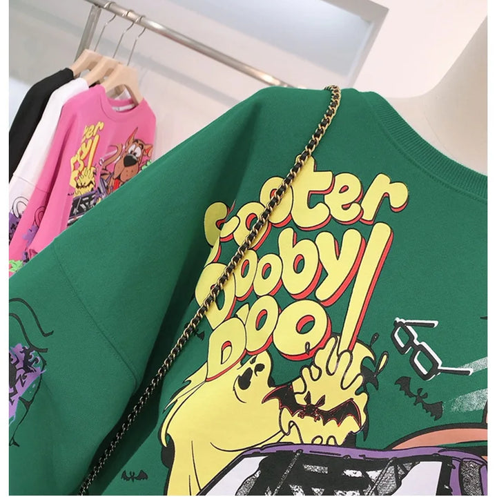 Letter Printing Sweatshirt Women High Street Cartoon Puppy Car Clothes