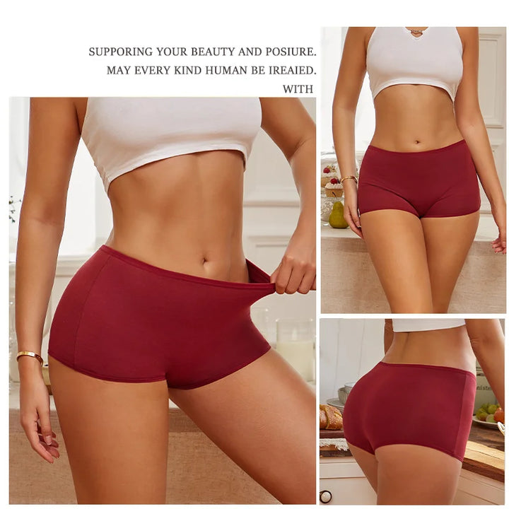 New Women's Panties Cotton Seamless Sports Boxers Underwear Female Solid Color