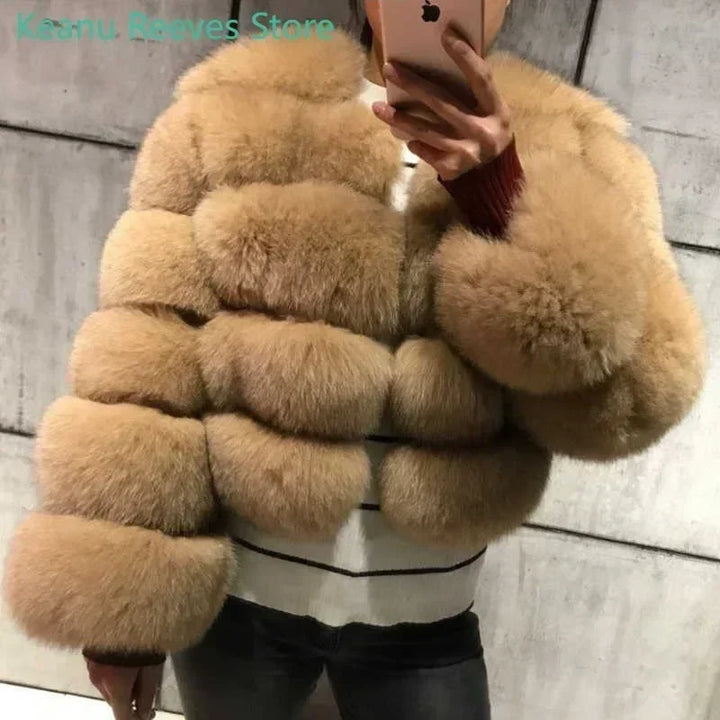 Long Sleeve Faux Fur Coat 2025 Winter Women Fashion Thick Warm Fuzzy