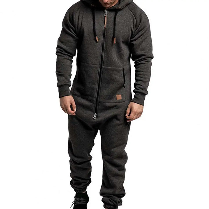 Winter Men Jumpsuit Plus Fleece Keep Warm Winter Clothing Thick Hoodie