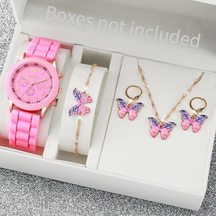 5/6PCS Women Watches Fashion Silicone Band Women