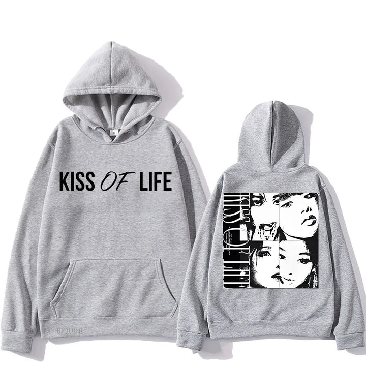 Kiss of Life Midas Touch Double-sided Printing Hooded Hip Hop Fleece Sweatshirt