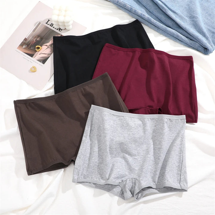 New Women's Panties Cotton Seamless Sports Boxers Underwear Female Solid Color