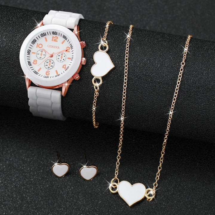 5/6PCS Women Watches Fashion Silicone Band Women