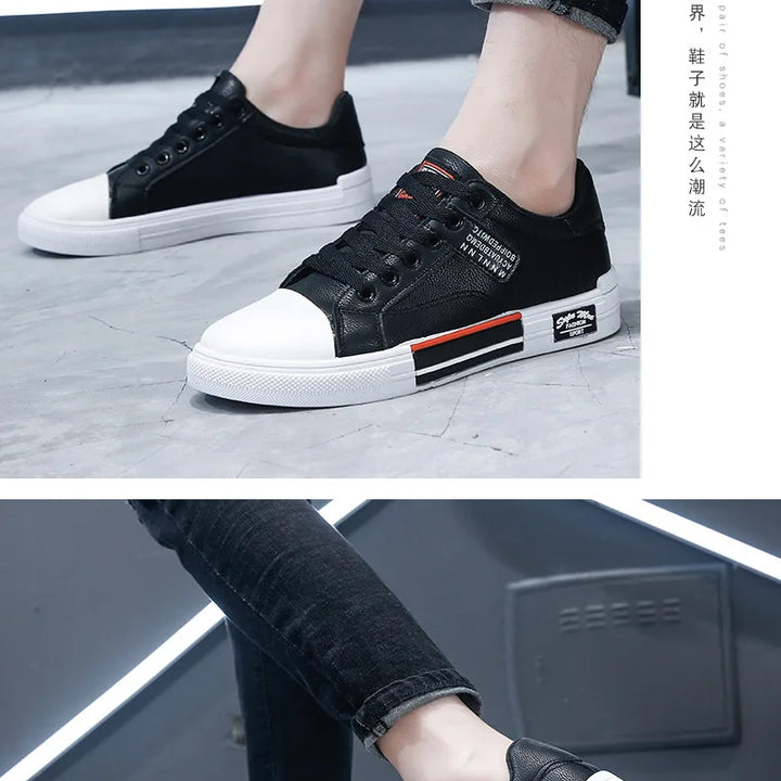 Plush White Shoes For Men Winter High Top Leather Sneakers Male Waterproof