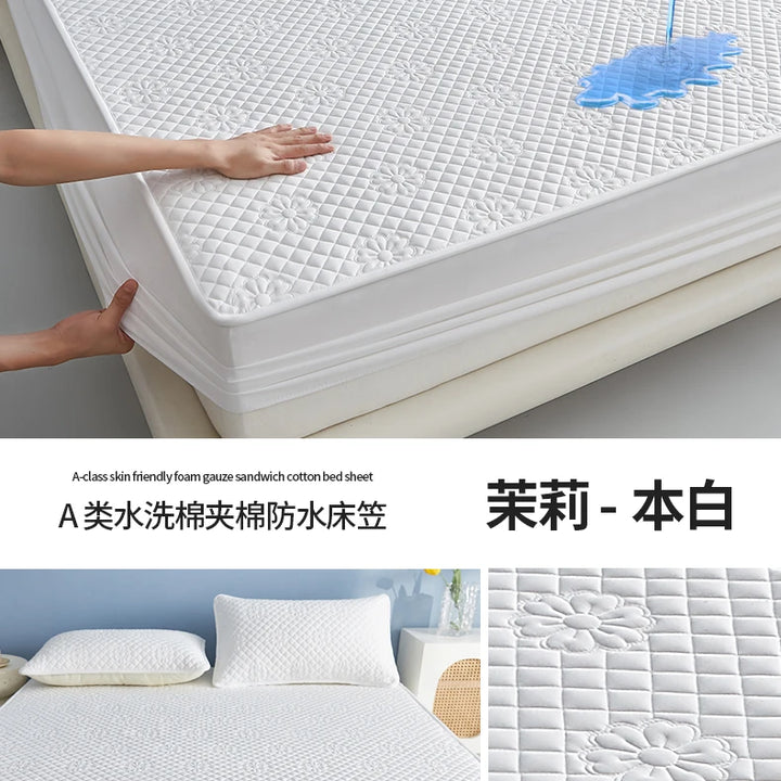 New Waterproof and Cotton Bed Hat Class A Washable Cotton Mattress Cover with Elastic Bedspread 160x200 150x200 153x203