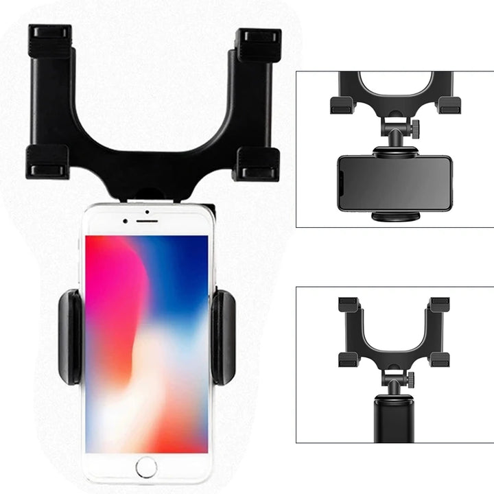 360° Car Mirror Telescopic Smart Phone Holder Mount Mobile Support