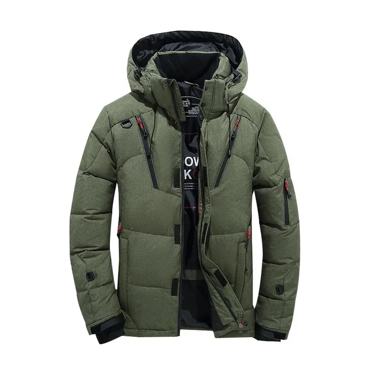 Thick Down Jacket with Collar for Men, Warm Parka, Casual Coat, Waterproof