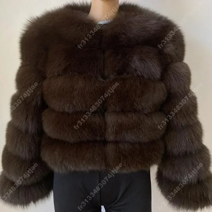 Long Sleeve Faux Fur Coat 2025 Winter Women Fashion Thick Warm Fuzzy