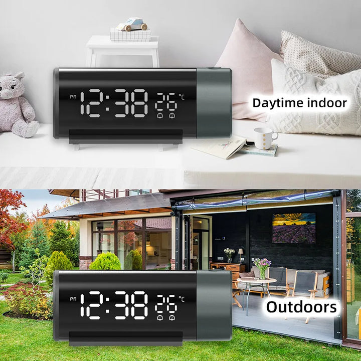 Digital Projection Alarm Clock With Temperature 180°Rotation USB Electronic