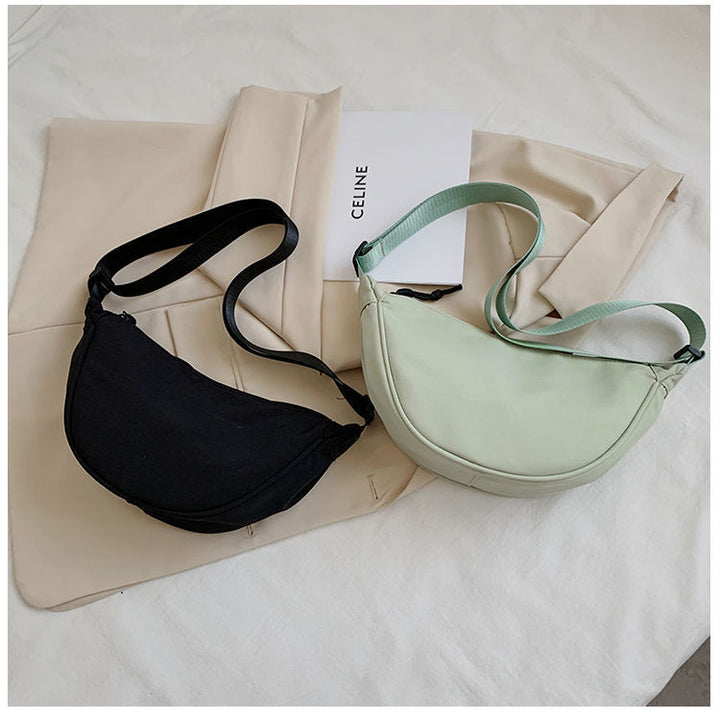 Women Shoulder Bags Solid Color Nylon Dumpling Messenger Bag 2025