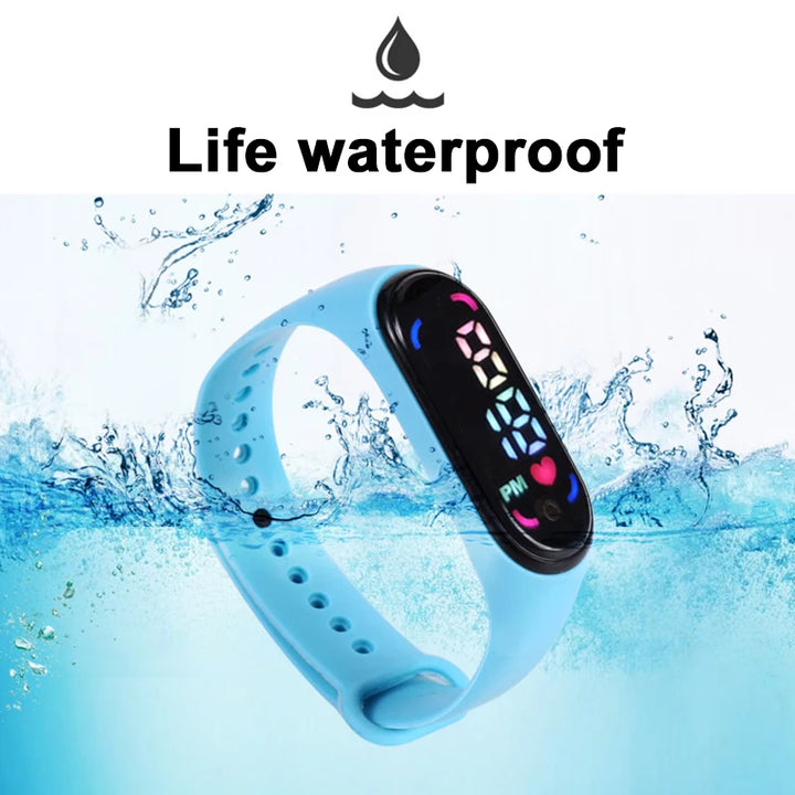 Children'S Waterproof Sports Smart LED Watch Outdoor Silicone Bracelet