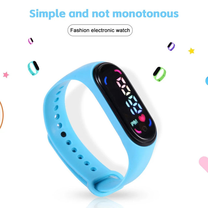 Children'S Waterproof Sports Smart LED Watch Outdoor Silicone Bracelet