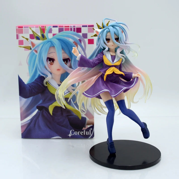 Game No Life Anime Girl Figure Shiro Cat Ear School Uniform