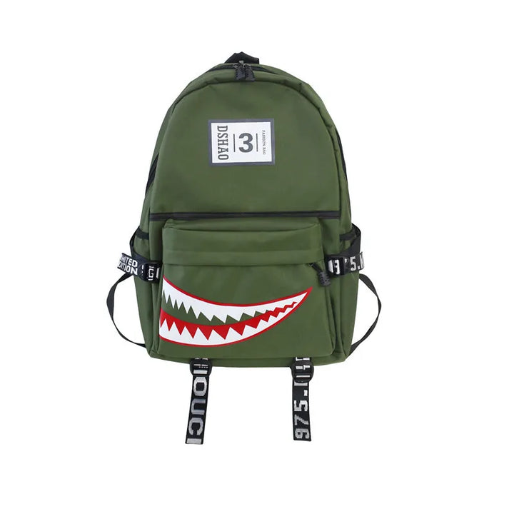 Designer shark mouth school backpacks college student girl boys waterproof