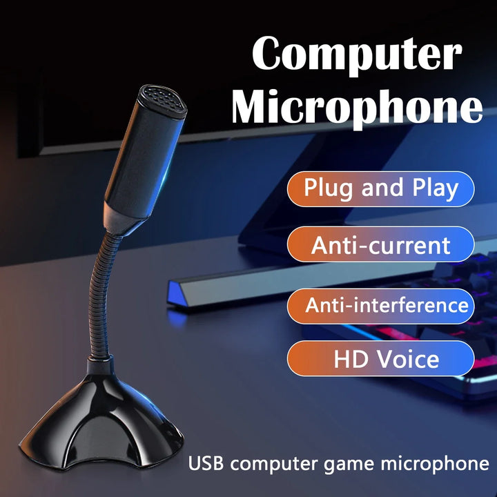 Adjustable USB Laptop Microphone Mini Studio Speech Microphone Stand