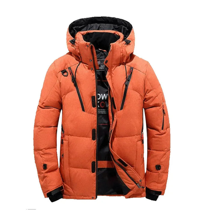 Thick Down Jacket with Collar for Men, Warm Parka, Casual Coat, Waterproof